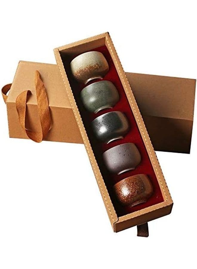 XiuWoo Set Of 5 Double Walled Ceramic Espresso Coffee Cup