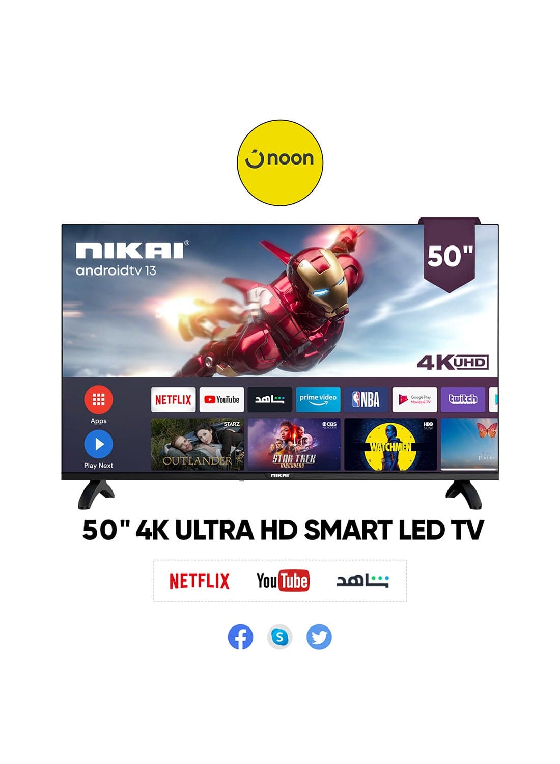 NIKAI 50 Inch 4K UHD Smart LED TV