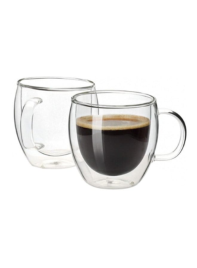 CRISTAL 2-Piece Double Walled Glass Coffee Mugs