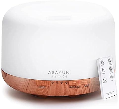 ASAKUKI 500ml Essential Oil Diffuser with Remote - AED 76 on Amazon.ae