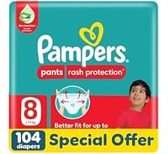 Pampers Rash Protection Pants Diapers, Size 8, 19+kg, 104 Count
