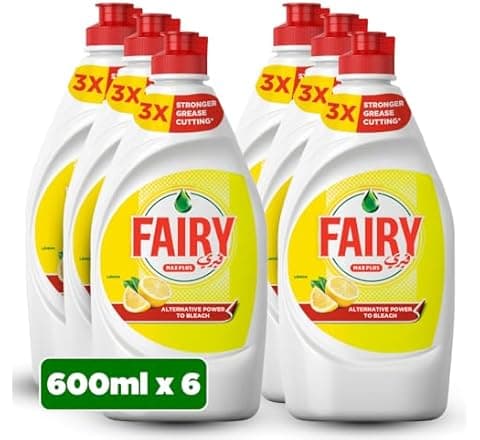 Fairy MAX + Lemon Dishwashing Liquid 6x600ml