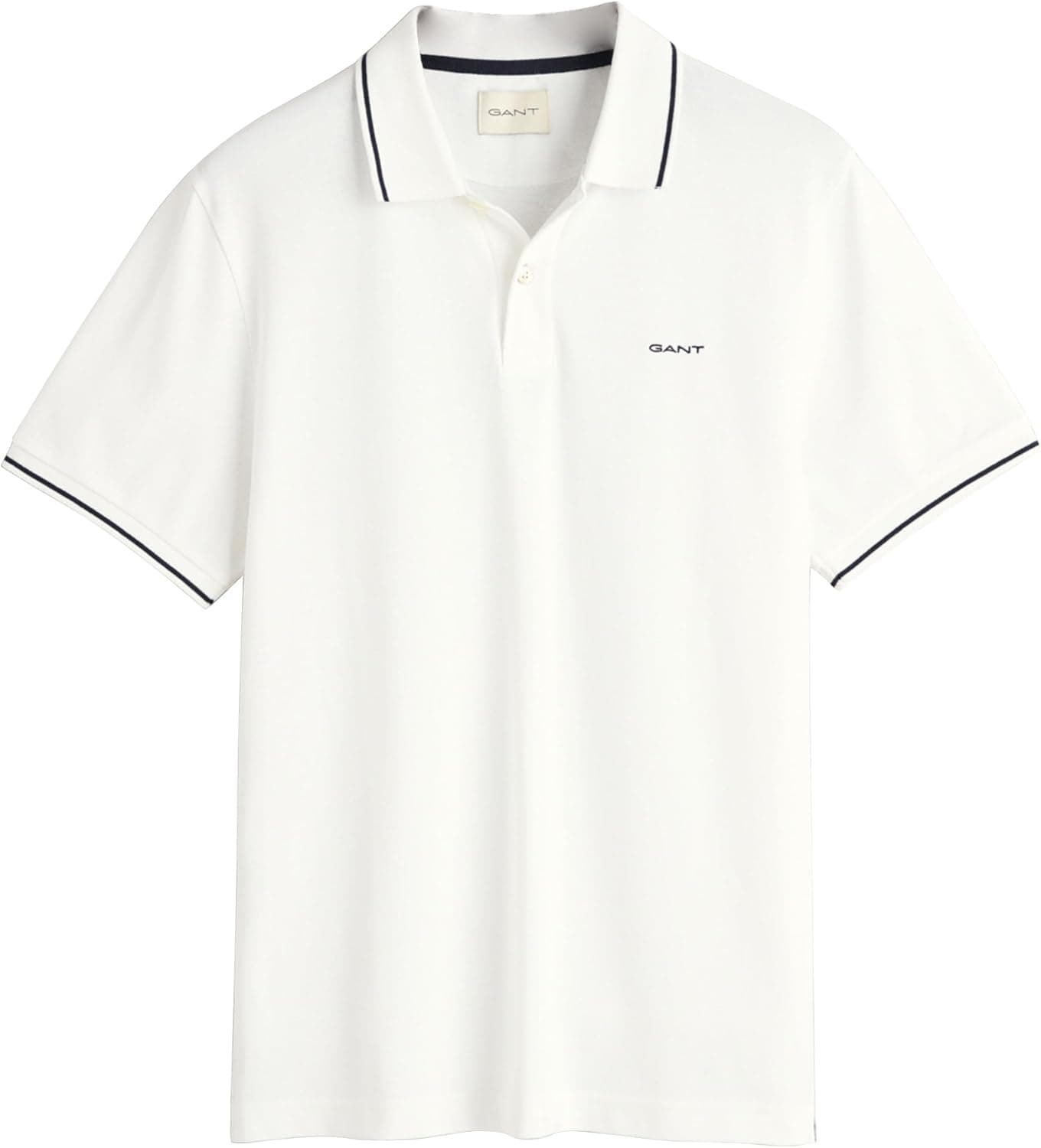 GANT Tipped Piqué Shirt White - Sizes S-3XL