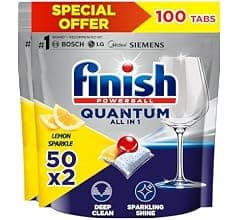 Finish Powerball Quantum Dishwasher Detergent, Lemon Sparkle, 50x2 Tabs