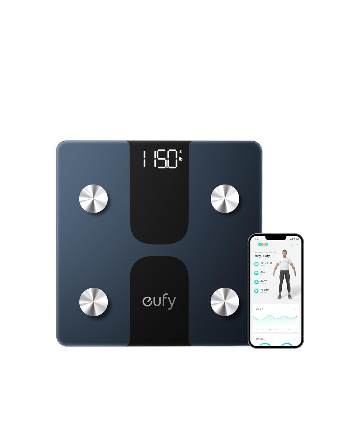 eufy Smart Scale C1 with Bluetooth, Body Fat Scale, Wireless Digital Bathroom Scale, 15 Measurements, Weight/Body Fat/BMI, Fitness Body Composition Analysis, Black, lbs/kg: Buy Online at Best Price in