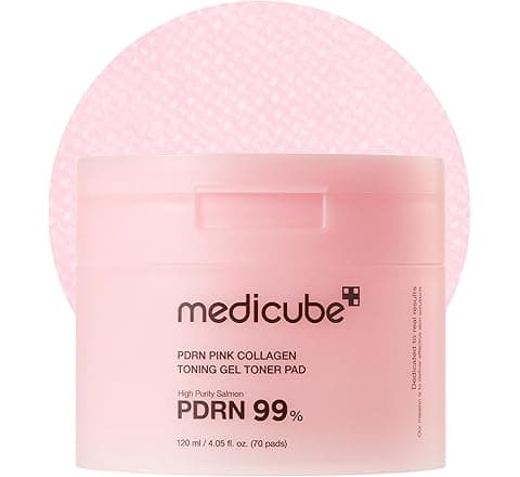 medicube Salmon DNA PDRN Pink Collagen Jelly Pad | Korean Gel Toner Pads with Niacinamide, Madecassoside, Retinol | Soothing, Radiance & Uneven Skin Tone | Korean Skin Care | 70Pads