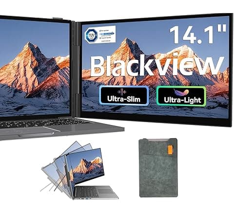 Blackview Laptop Screen Extender,14" Portable Monitor [FHD 1080P TÜV SÜD & Ultra-Slim],Two Cable USB C Travel for 13-17" Laptop,Plug & Play Compatible with Windows/Mac/Chrome OS