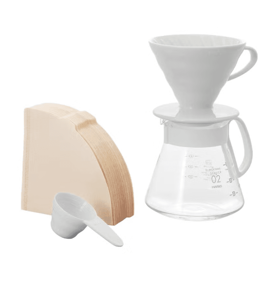 Hario V60 Ceramic Dripper Coffee Maker Set - White
