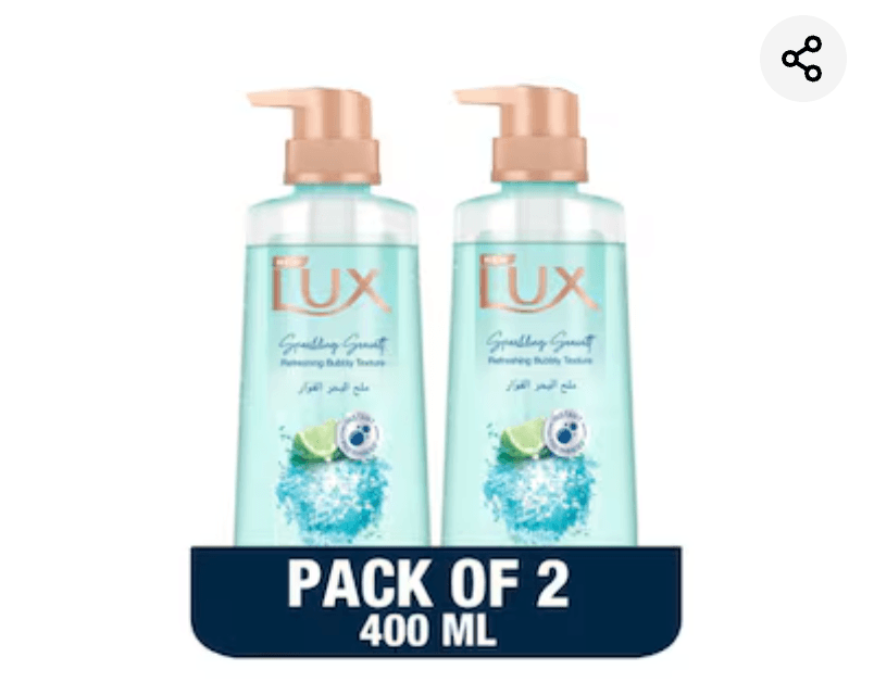 Lux Refreshing Body Wash, Sparkling Seasalt, 400ml Pack of 2