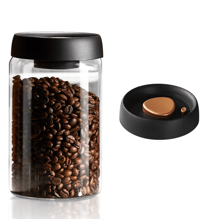 Glass Coffee Storage Jar - Sealed Vacuum Borosilicate Glass Coffee Canister