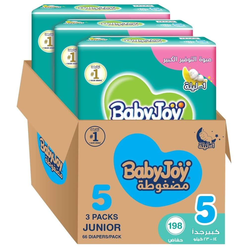 BabyJoy Compressed Diapers Giant Pack 198pcs Size 5 - AED 179 at Mumzworld