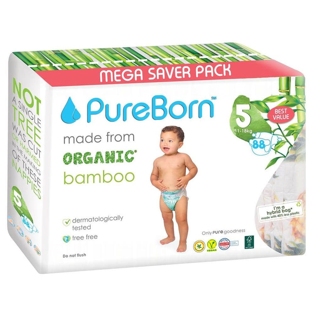 Pureborn Value Pack Nappies Size 5 88pcs - AED 108 at Mumzworld