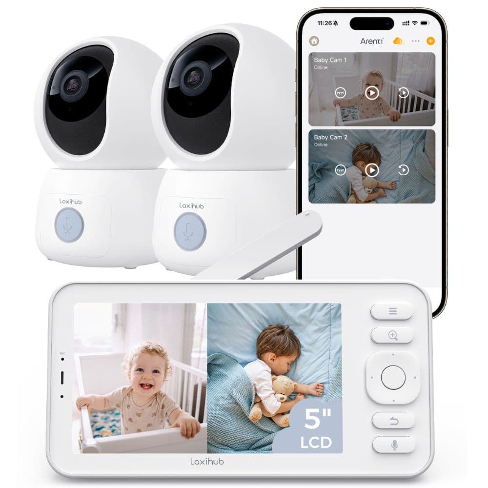 Laxihub 2K 3MP Dual-Camera Baby Monitor With HD Screen