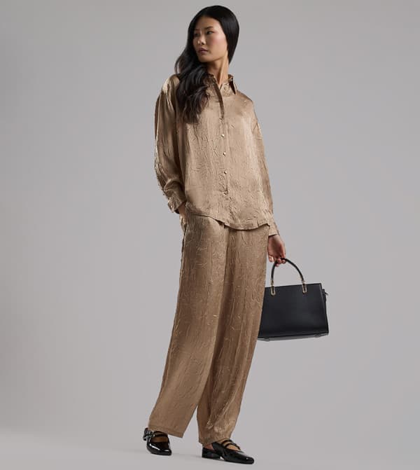 R&B Crinkled Pants with Elastic Waist