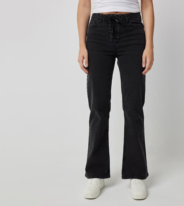 Ardene Washed High Rise Flared Jeans